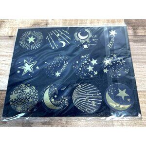 Gold Metallic Zodiac & Celestial Themed Stickers 24 Count